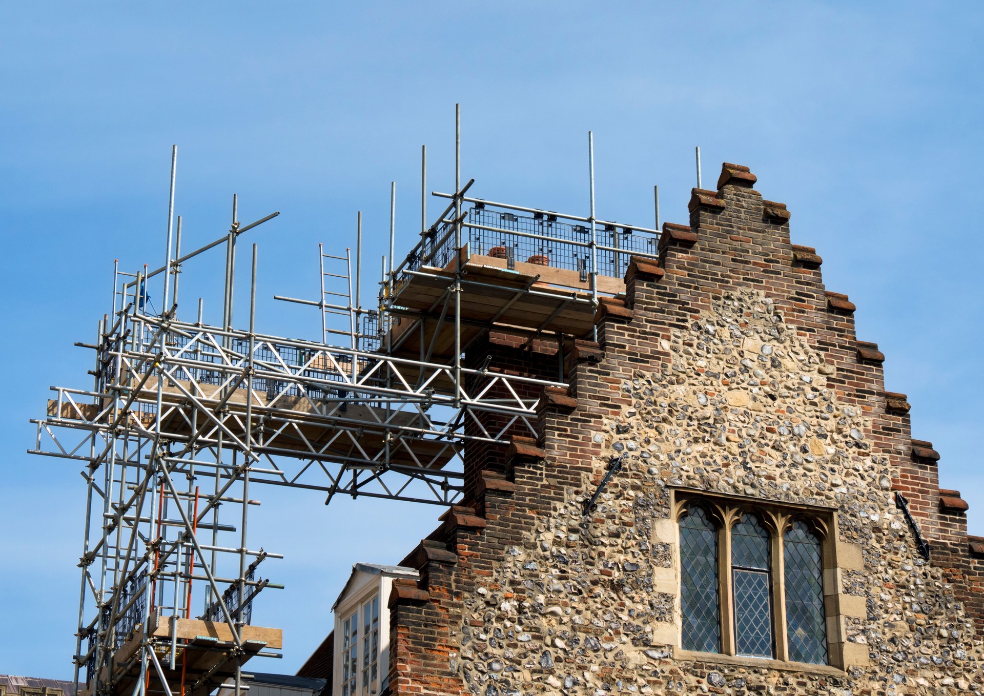 Scaffolding for renovations to an old building